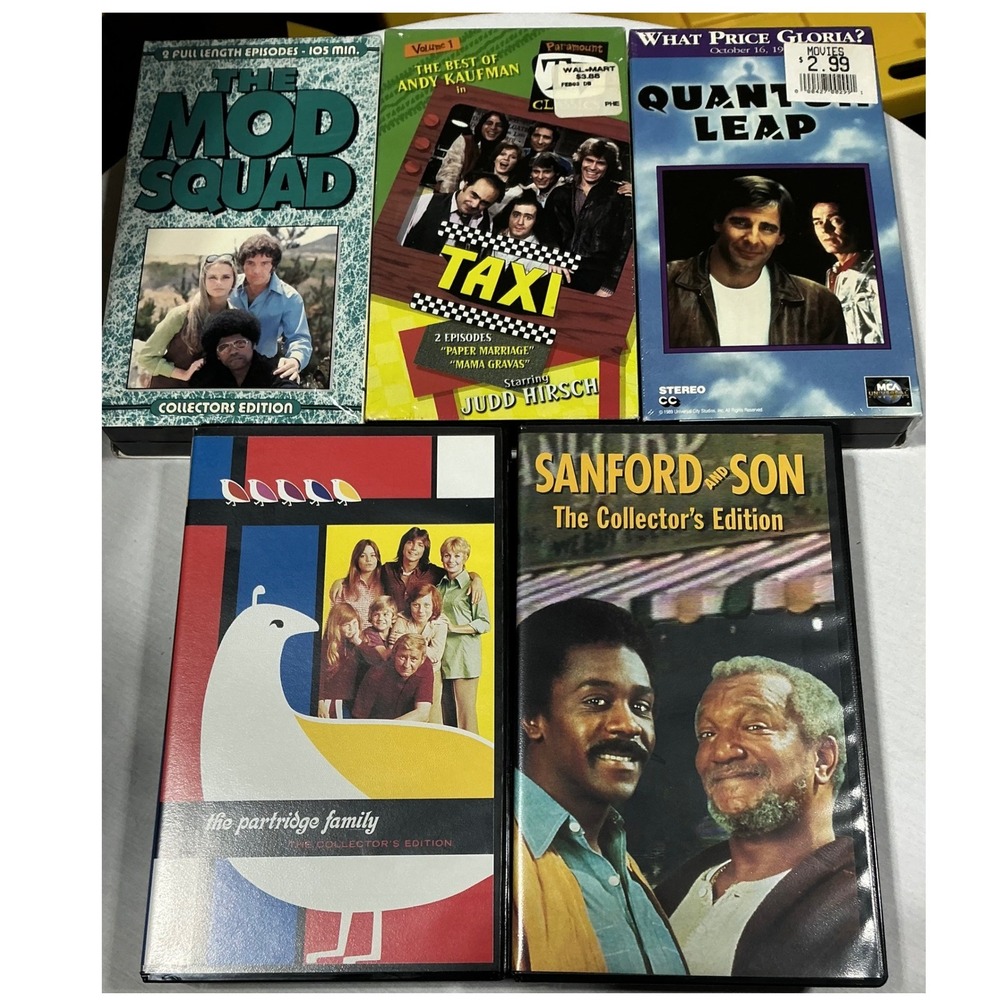 Vintage Classic TV VHS Lot Mod Squad Taxi Quantum Leap Sanford Son Retro 5pc